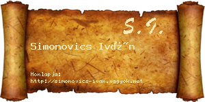 Simonovics Iván névjegykártya